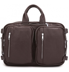 Black Double Pocket on Front Leather Bag